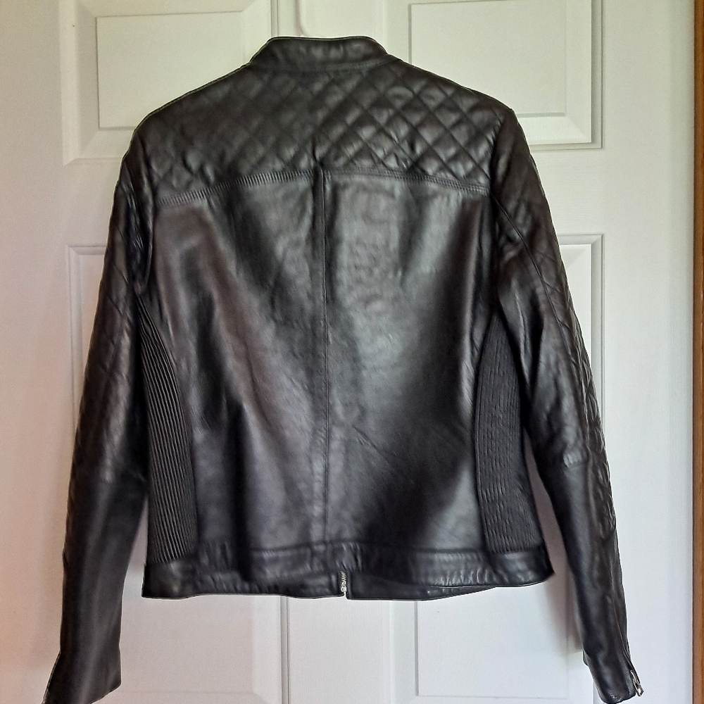 MODA International Black Leather Jacket Womens Sz L - Picture 4 of 6